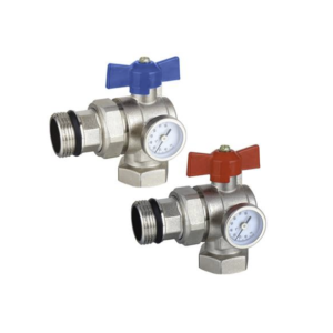 BASTION ANGLE 1" BALL VALVE WITH TEMP GAUGE SET (PAIR)